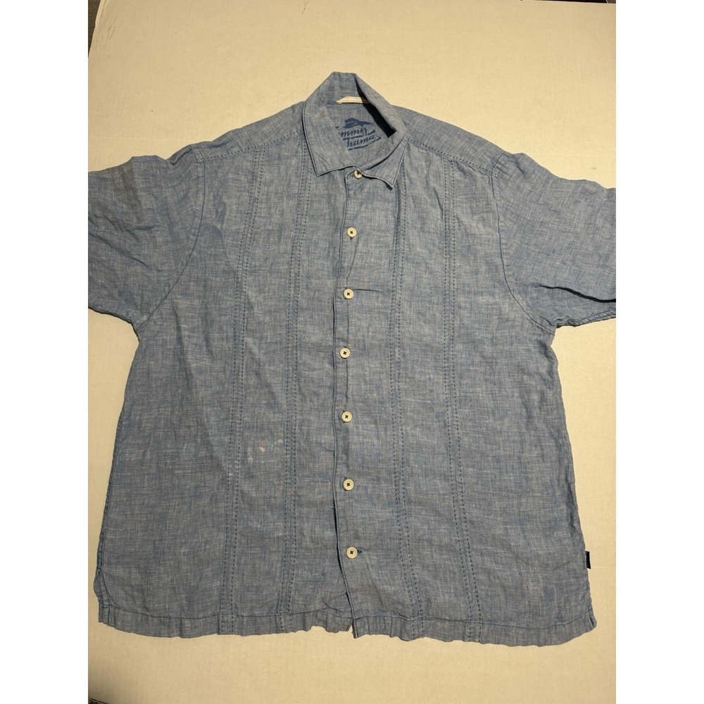 Tommy Bahama Blue SS Button Down Dress Shirt, Men's XL